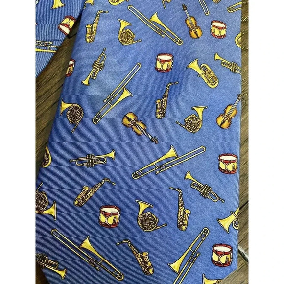 Alynn Vintage Silk Neck Tie Brass Section Music Jazz Instrument Band 100% Silk - Picture 4 of 4
